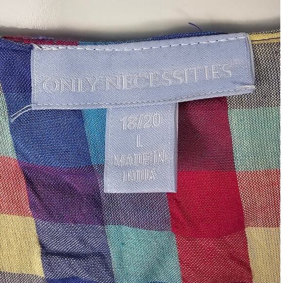 Only Necessities cotton dress size 18 snap front check pattern blue pink yellow - Picture 3 of 10